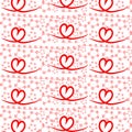 Seamless lace pattern with red hearts on a white background. Royalty Free Stock Photo